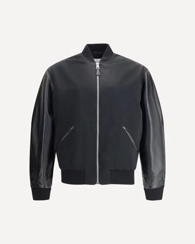 Givenchy Men Cotton And Nylon Jacket With Leather Sleeves In Black