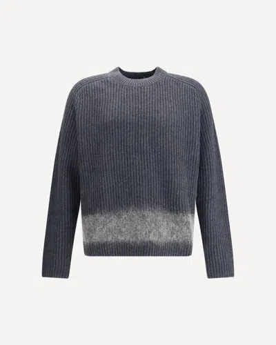 Dsquared2 Chunky Knit Girocollo In Lana E Alpaca Lavorazione A Coste Sweater In Gray