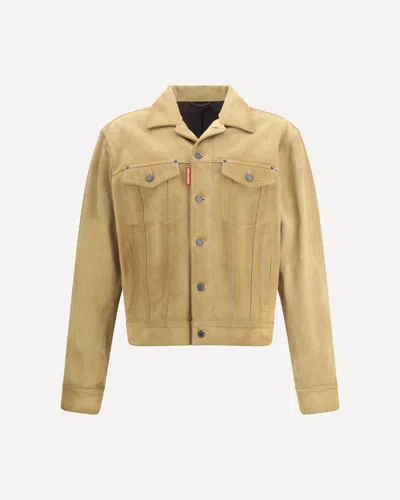 Dsquared2 Men Suede Jacket In Gold
