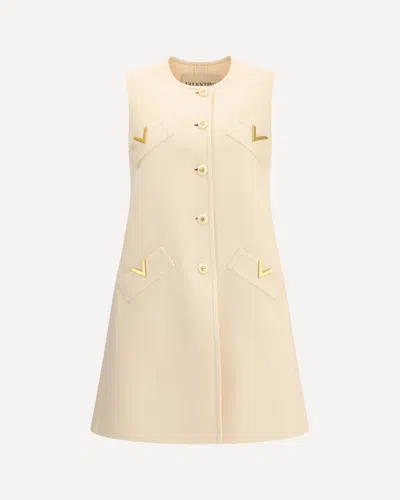 Valentino Short Dress In Wool And Cashmere In Nude