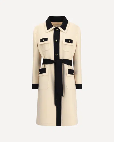 Valentino Blackwhite Wool Coat In Neutral