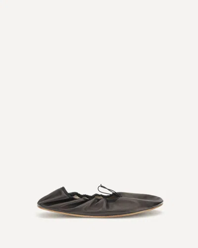 The Row Round Toe Ballet Flats With Bow Detail In Black