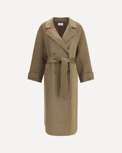 Dynamis Studio Double-breasted Long Coat In Brown