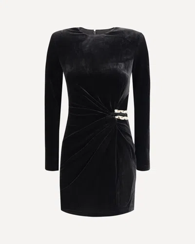 Self-portrait Twisted Waist Dress With Gold Detail In Black