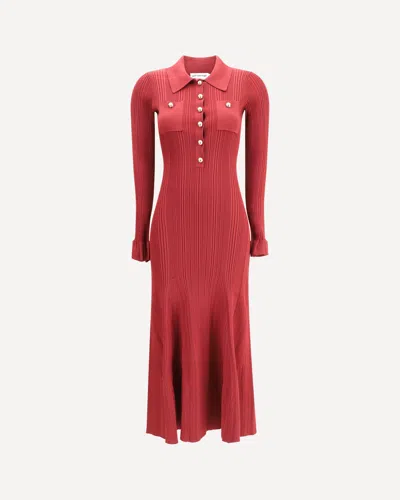 Self-portrait Ribbed Knit Midi Dress In Red