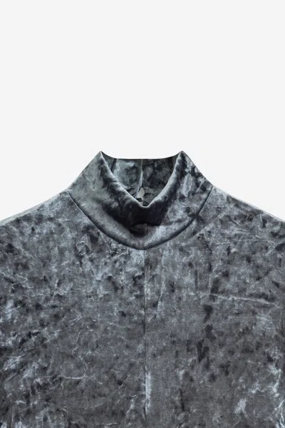 Forte Forte A-line Velvet Midi Dress With Long Sleeves In Gray