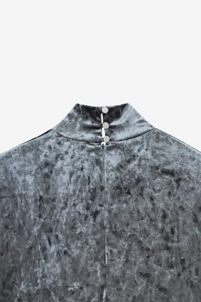 Forte Forte A-line Velvet Midi Dress With Long Sleeves In Gray