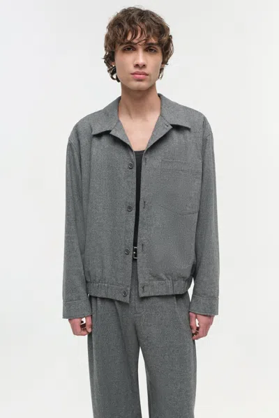 Simkhai Men's Ernie Blouson Shirt Jacket In Charcoal Melange In Gray