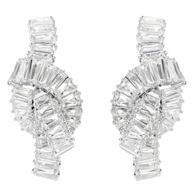Swarovski Matrix Rhodium Plated Baguette Cut Earrings