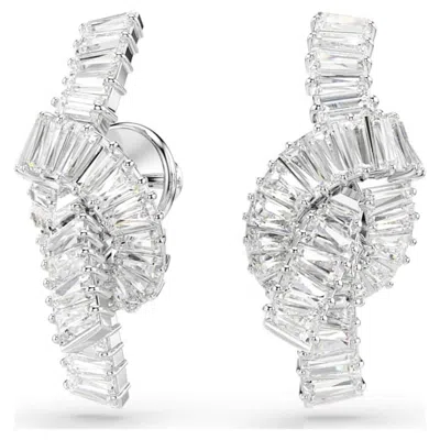 Swarovski Matrix Rhodium Plated Baguette Cut Earrings