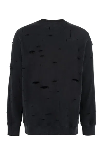 Givenchy Oversized Holes Cotton Sweatshirt In Black