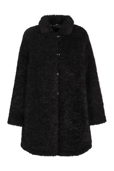 Emporio Armani Teddy Coat In Black
