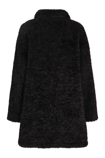 Emporio Armani Teddy Coat In Black