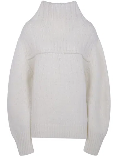 Dries Van Noten Cozy Turtle Neck Knit Sweater In White