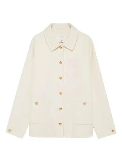 Anine Bing Wool And Cashmere Jacket With Long Sleeves In White