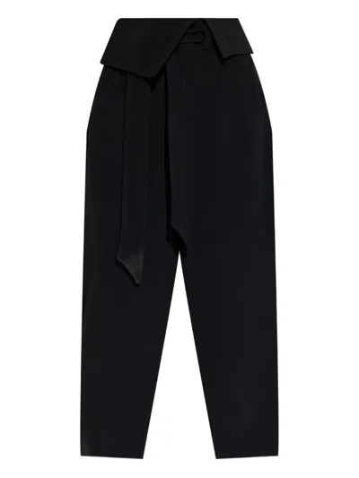 Attico Wrap-effect Belted Trousers In Black