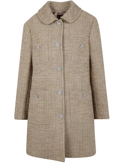 N°21 Single Breasted Coat In Neutral
