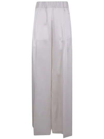 Semicouture Jhonny Wide Leg Trousers Side Pockets In White