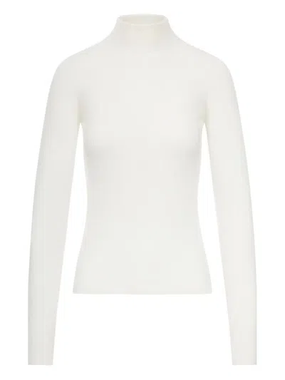 Sportmax Wool Ribbed Turtleneck Sweater In White