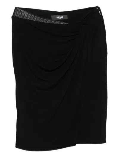 Versace Draped Skirt With Embellishment In Black