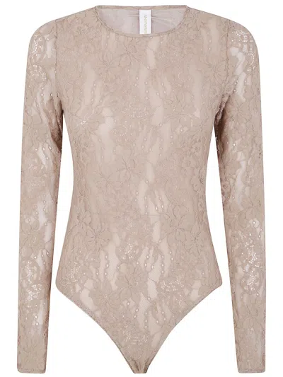 Zimmermann Sheer Lace Bodysuit Floral Pattern In Neutral