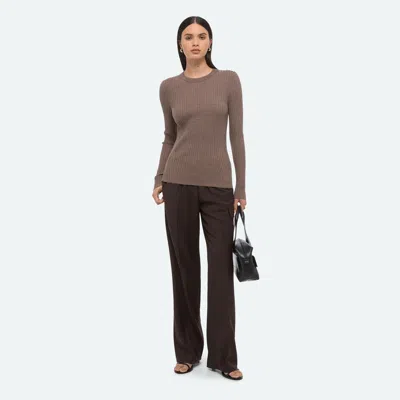 Helmut Lang Open Back Ribbed Top Light Brown Melange