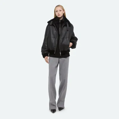 Helmut Lang Reversible Shearling Bomber Jacket In Black