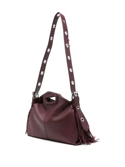 Maje Fringed Leather Tote Bag In Red