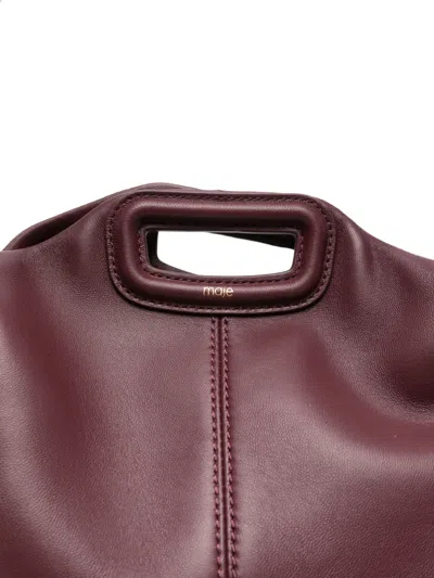 Maje Fringed Leather Tote Bag In Red