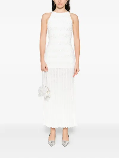 Sandro Womens Ecru Beaded Sleeveless Woven Maxi Dress In White