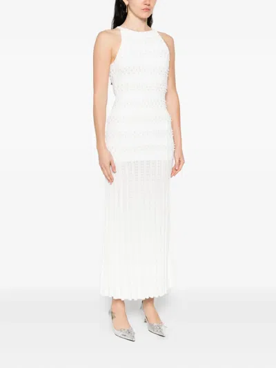 Sandro Womens Ecru Beaded Sleeveless Woven Maxi Dress In White