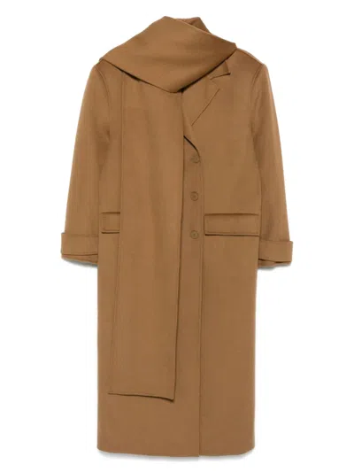Sandro Brushed-wool Coat In Brown