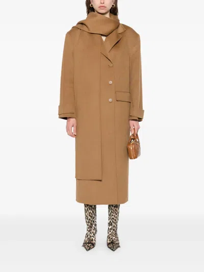Sandro Brushed-wool Coat In Brown