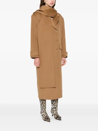 Sandro Brushed-wool Coat In Brown