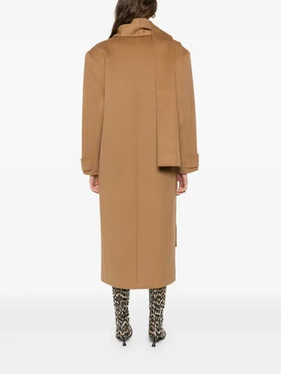 Sandro Brushed-wool Coat In Brown