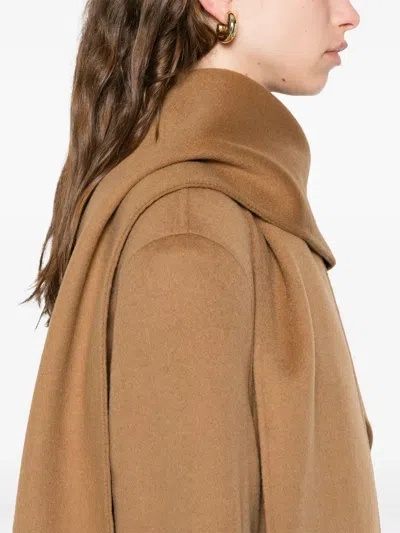 Sandro Brushed-wool Coat In Brown