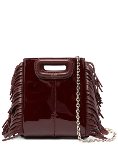 Maje Mini Fringe-edged Cross Body Bag In Red