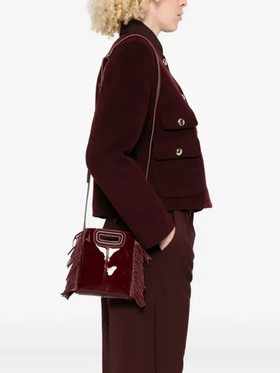 Maje Mini Fringe-edged Cross Body Bag In Red