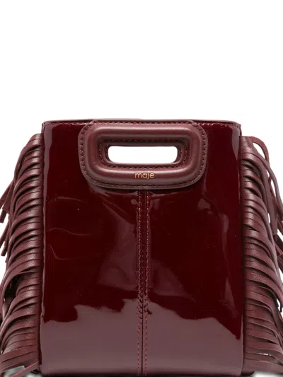 Maje Mini Fringe-edged Cross Body Bag In Red