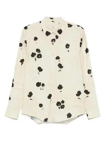 Sandro Floral-print Shirt In Neutral