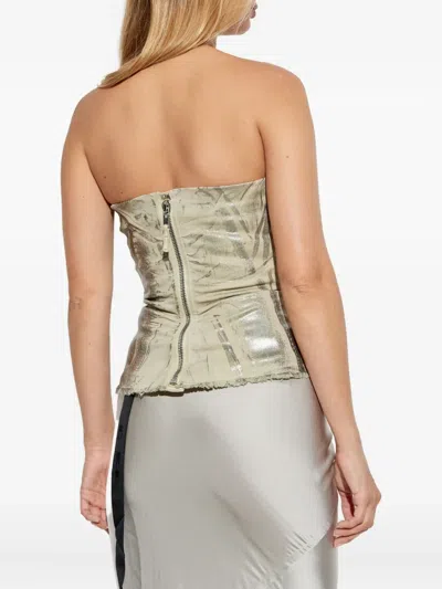Rick Owens Drkshdw Metallic-effect Frayed-edge Top In Gray