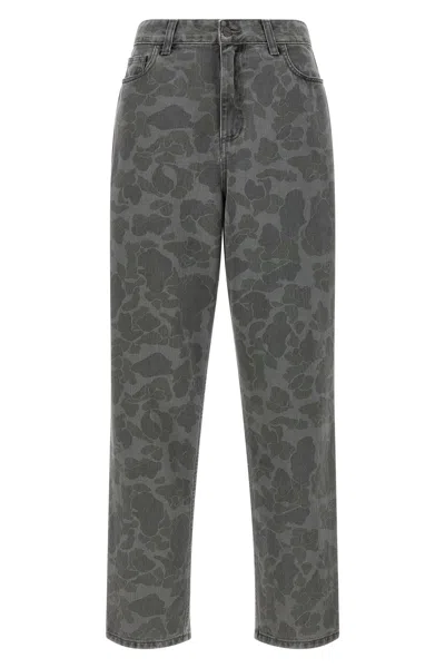 Carhartt Duck Orell Denim Trousers Featuring Pockets In Gray