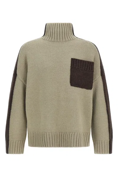Jw Anderson Two Tone Patch Pocket Sweater In Neutral