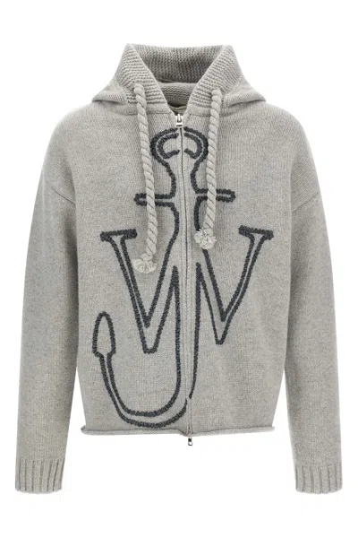 Jw Anderson J. W. Anderson Textured Zip-up Hoodie In Gray