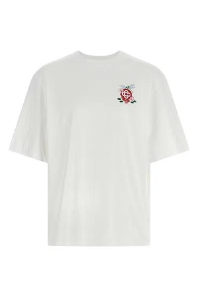 Casablanca Oversized T-shirt With Dragonfly Floral Print In White