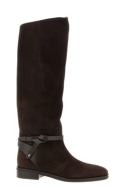 Jimmy Choo Lawton Knee Boot Flat In Brown