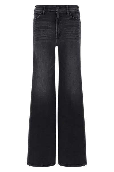 Mother Lil Hustler Roller Sneak Jeans In Not Today Satan In Black