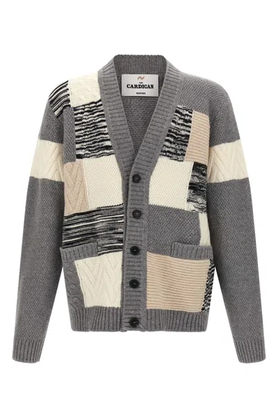 Missoni V-neck Patchwork Knit Cardigan In Gray