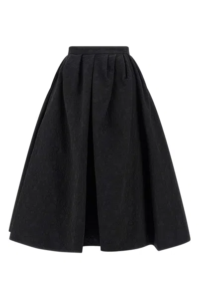 Carolina Herrera High-waisted A-line Textured Pleated Skirt In Black