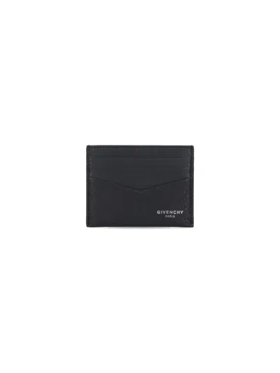 Givenchy Black Card Holder With V Detail And Logo Lettering On The Front In Leather Man In Black